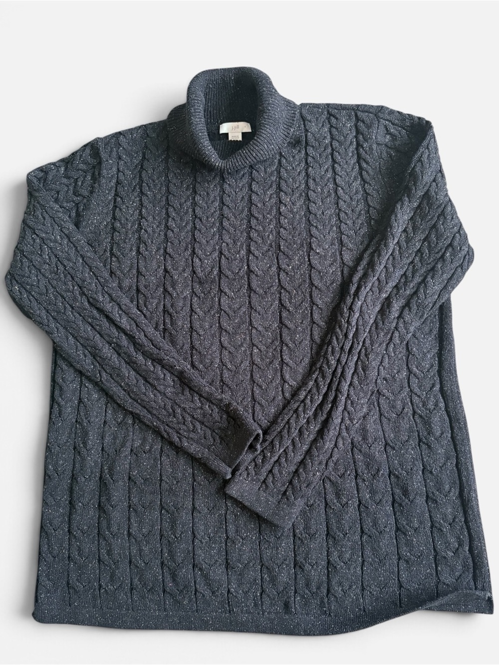 J. Jill Women’s Cable Turtleneck Sweater - Speckled Charcoal Gray